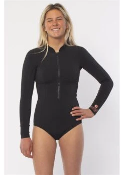 Women's Sisstrevolution Summer Seas 1mm Long Sleeve Cheeky Springsuit -Free Tide Area Women sSisstrevolutionSummerSeasLongsleeveCheekyWetsuitinBlack1